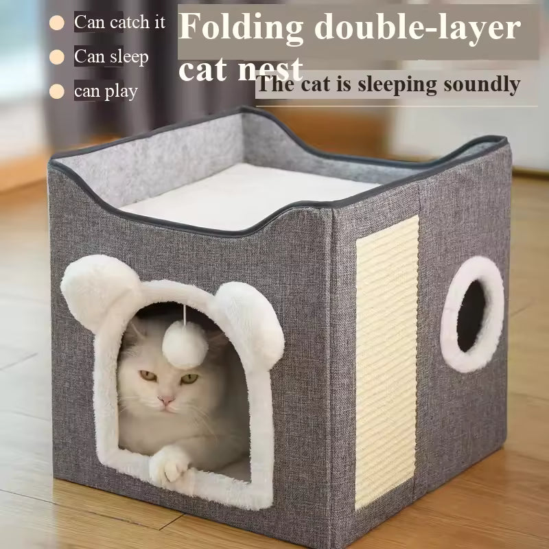 PawEquip Three-Layer Cat Nest & Scratching House