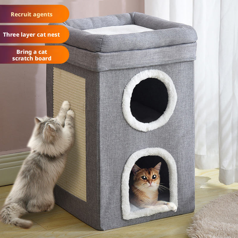 PawEquip Three-Layer Cat Nest & Scratching House
