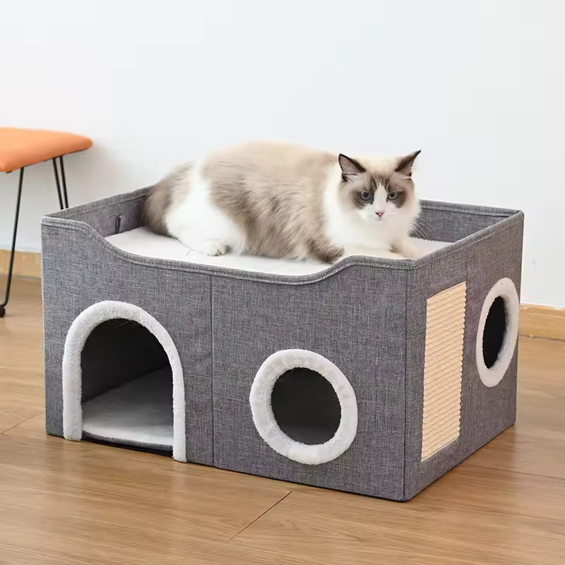 PawEquip Three-Layer Cat Nest & Scratching House